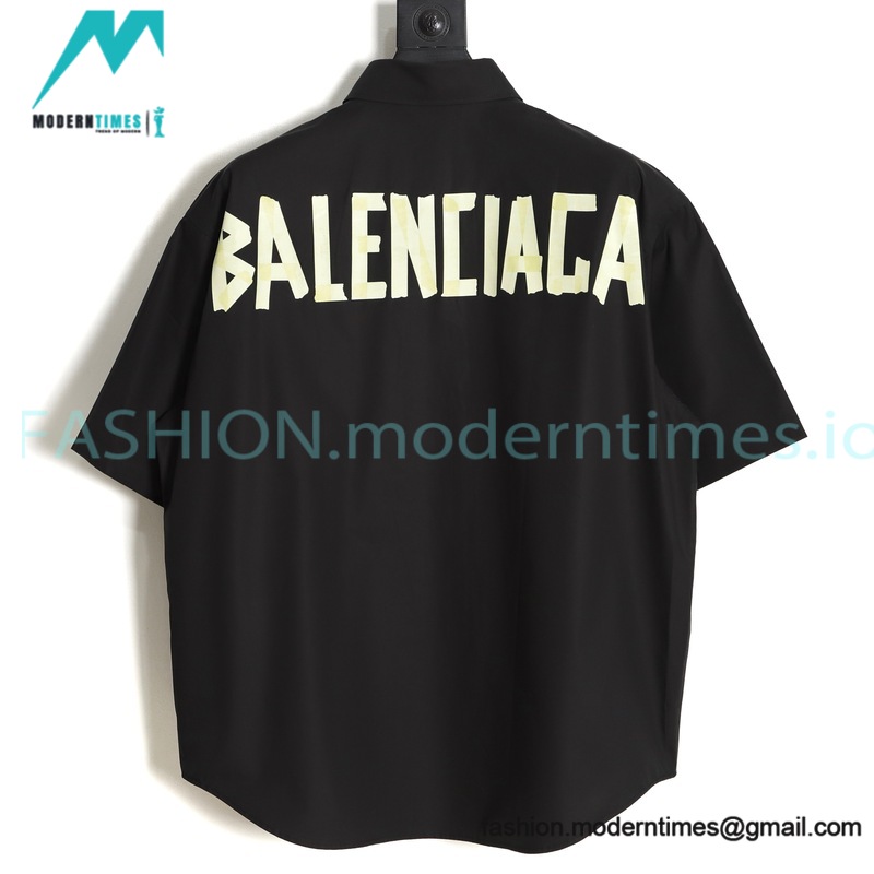 Balenciaga - 23SS Print Tape Short Sleeve Shirt Balenciaga - 23SS Print Tape Short Sleeve Shirt